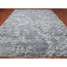 Load image into Gallery viewer, 11&#39;9&quot;x15&#39;3&quot; Oversized Pure Silk and Textured Wool Gray with Touches of Beige Hand Knotted Modern Design Oriental Rug FWR450078