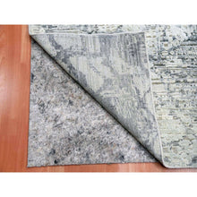 Load image into Gallery viewer, 11&#39;9&quot;x15&#39;3&quot; Oversized Pure Silk and Textured Wool Gray with Touches of Beige Hand Knotted Modern Design Oriental Rug FWR450078