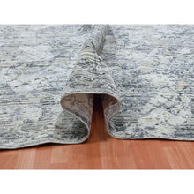 Load image into Gallery viewer, 11&#39;9&quot;x15&#39;3&quot; Oversized Pure Silk and Textured Wool Gray with Touches of Beige Hand Knotted Modern Design Oriental Rug FWR450078