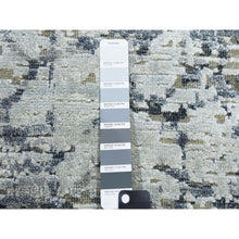 Load image into Gallery viewer, 11&#39;9&quot;x15&#39;3&quot; Oversized Pure Silk and Textured Wool Gray with Touches of Beige Hand Knotted Modern Design Oriental Rug FWR450078