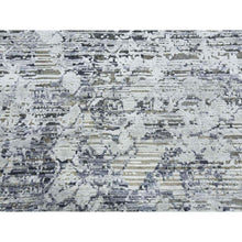 Load image into Gallery viewer, 11&#39;9&quot;x15&#39;3&quot; Oversized Pure Silk and Textured Wool Gray with Touches of Beige Hand Knotted Modern Design Oriental Rug FWR450078