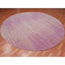 Load image into Gallery viewer, 10&#39;2&quot;x10&#39;2&quot; Hand Knotted Thick and Plush Horizontal Ombre Design Pink with Touches of Ivory Pure Wool Only Oriental Round Rug FWR450084
