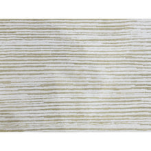 Load image into Gallery viewer, 11&#39;10&quot;x11&#39;10&quot; Hand Knotted Ivory Silk with Textured Wool Tone on Tone Striae Design Hi-Low Pile Oriental Square Rug FWR450096