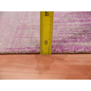 4'1"x6'2" Hand Knotted Pink Vertical Ombre Design Natural Wool Oriental Rug FWR450132