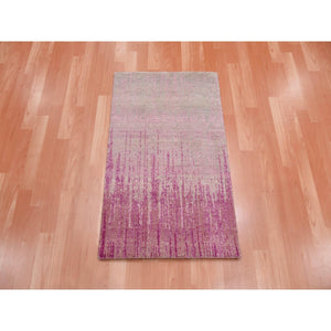 2'x3'2" Pink Vertical Ombre Design Natural Wool Hand Knotted Oriental Mat Rug FWR450138