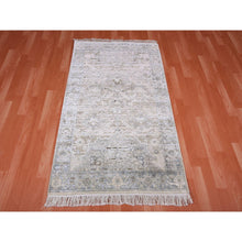 Load image into Gallery viewer, 3&#39;x5&#39;2&quot; Gray, Hand Knotted Oushak With Geometric Motif, Pure Silk And Textured Wool, Oriental Rug FWR450222