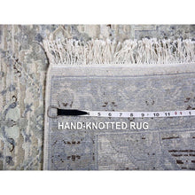 Load image into Gallery viewer, 3&#39;x5&#39;2&quot; Gray, Hand Knotted Oushak With Geometric Motif, Pure Silk And Textured Wool, Oriental Rug FWR450222