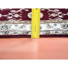 Load image into Gallery viewer, 3&#39;x5&#39; Burgundy Red, Thick and Plush, Wool and Silk, Hand Knotted, Rajasthan, All Over Leaf Design, Oriental Rug FWR450294