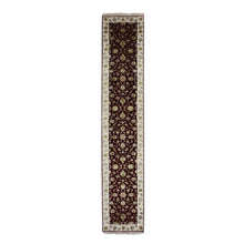 Load image into Gallery viewer, 2&#39;8&quot;x14&#39;1&quot; Burgundy Red, Rajasthan, Thick and Plush, Wool and Silk, Hand Knotted, Oriental, Runner Rug FWR450336