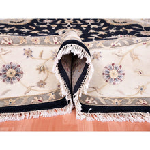 Load image into Gallery viewer, 10&#39;2&quot;x10&#39;2&quot; Black, Rajasthan, All Over Design, Thick and Plush, Wool and Silk, Hand Knotted, Round, Oriental Rug FWR450402