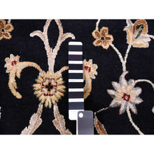 Load image into Gallery viewer, 10&#39;2&quot;x10&#39;2&quot; Black, Rajasthan, All Over Design, Thick and Plush, Wool and Silk, Hand Knotted, Round, Oriental Rug FWR450402