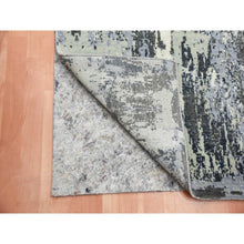 Load image into Gallery viewer, 2&#39;6&quot;x8&#39;3&quot; Charcoal Gray Abstract Design Wool and Silk Denser Weave Persian Knot Hand Knotted Oriental Runner Rug FWR450474