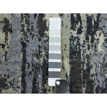 Load image into Gallery viewer, 2&#39;6&quot;x8&#39;3&quot; Charcoal Gray Abstract Design Wool and Silk Denser Weave Persian Knot Hand Knotted Oriental Runner Rug FWR450474