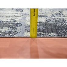 Load image into Gallery viewer, 2&#39;6&quot;x8&#39;3&quot; Charcoal Gray Abstract Design Wool and Silk Denser Weave Persian Knot Hand Knotted Oriental Runner Rug FWR450474