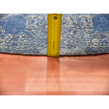 Load image into Gallery viewer, 10&#39;1&quot;x10&#39;1&quot; Blue Wool and Pure Silk Jewellery Design Hand Knotted Oriental Round Rug FWR450534