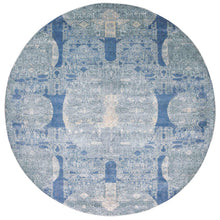 Load image into Gallery viewer, 12&#39;1&#39;x12&#39;1&quot; Blue Hand Knotted Jewellery Design with Soft Colors Wool and Pure Silk Round Oriental Rug FWR450540
