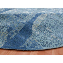 Load image into Gallery viewer, 12&#39;1&#39;x12&#39;1&quot; Blue Hand Knotted Jewellery Design with Soft Colors Wool and Pure Silk Round Oriental Rug FWR450540