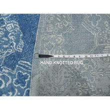 Load image into Gallery viewer, 12&#39;1&#39;x12&#39;1&quot; Blue Hand Knotted Jewellery Design with Soft Colors Wool and Pure Silk Round Oriental Rug FWR450540