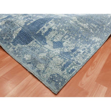 Load image into Gallery viewer, 7&#39;10&quot;x10&#39; Blue Wool and Pure Silk Hand Knotted Jewellery Design with Soft Colors Oriental Rug FWR450552