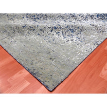Load image into Gallery viewer, 12&#39;x18&#39; Denim Blue, Modern Dissipating Design, Hand Knotted Pure Silk and Wool, Oversized Oriental Rug FWR450600
