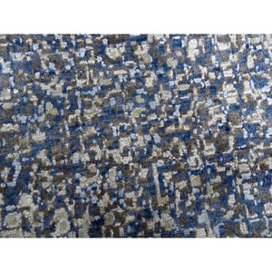 12'x18' Denim Blue, Modern Dissipating Design, Hand Knotted Pure Silk and Wool, Oversized Oriental Rug FWR450600