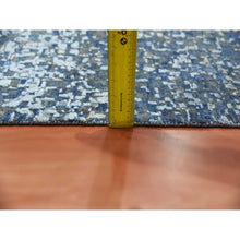 Load image into Gallery viewer, 12&#39;x18&#39; Denim Blue, Modern Dissipating Design, Hand Knotted Pure Silk and Wool, Oversized Oriental Rug FWR450600