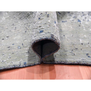 12'x15' Denim Blue, Pure Silk and Wool, Modern Dissipating Design Hand Knotted, Oversized Oriental Rug FWR450606
