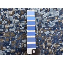 Load image into Gallery viewer, 12&#39;x15&#39; Denim Blue, Pure Silk and Wool, Modern Dissipating Design Hand Knotted, Oversized Oriental Rug FWR450606