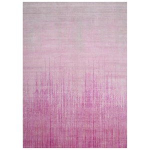 10'x14'3" Pink Natural Wool Hand Knotted Vertical Ombre Design Oriental Rug FWR450636