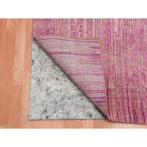 6'x9'4" Pink Hand Knotted Vertical Ombre Design Natural Wool Oriental Rug FWR450642