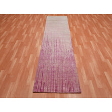 Load image into Gallery viewer, 2&#39;6&quot;x10&#39;1&quot; Pink Vertical Ombre Design Natural Wool Hand Knotted Runner Oriental Rug FWR450660