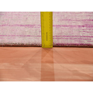 2'6"x10'1" Pink Vertical Ombre Design Natural Wool Hand Knotted Runner Oriental Rug FWR450660