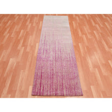 Load image into Gallery viewer, 2&#39;7&quot;x8&#39;3&quot; Pink Hand Knotted Vertical Ombre Design Natural Wool Runner Oriental Rug FWR450678