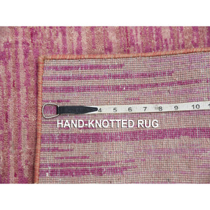 2'7"x8'4" Pink Vertical Ombre Design Natural Wool Hand Knotted Runner Oriental Rug FWR450684