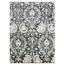 Load image into Gallery viewer, 8&#39;2&quot;X10&#39; Gray-Blue Tulip and Large Blossom Design Pure Silk with Textured Wool Hand Knotted Oriental Rug FWR450726