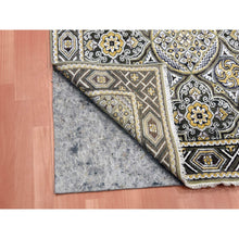 Load image into Gallery viewer, 4&#39;x6&#39;2&quot; Taupe-Brown Mughal Inspired Medallions Design Textured Wool and Silk Hand-Knotted Oriental Rug FWR450792