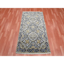 Load image into Gallery viewer, 3&#39;x5&#39;2&quot; Taupe-Brown Textured Wool and Silk Mughal Inspired Medallions Design Hand-Knotted Oriental Rug FWR450804