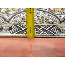 Load image into Gallery viewer, 3&#39;x5&#39;2&quot; Taupe-Brown Textured Wool and Silk Mughal Inspired Medallions Design Hand-Knotted Oriental Rug FWR450804