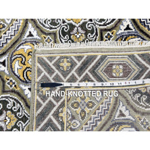 Load image into Gallery viewer, 3&#39;x5&#39;2&quot; Taupe-Brown Textured Wool and Silk Mughal Inspired Medallions Design Hand-Knotted Oriental Rug FWR450804