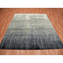 Load image into Gallery viewer, 8&#39;x8&#39;4&quot; Gray and Black Densely Woven Hand Knotted Modern Ombre Design Pure Wool Square Oriental Rug FWR450858