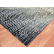 Load image into Gallery viewer, 8&#39;x8&#39;4&quot; Gray and Black Densely Woven Hand Knotted Modern Ombre Design Pure Wool Square Oriental Rug FWR450858
