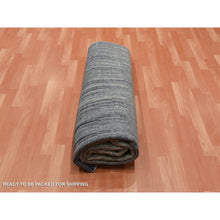 Load image into Gallery viewer, 8&#39;x8&#39;4&quot; Gray and Black Densely Woven Hand Knotted Modern Ombre Design Pure Wool Square Oriental Rug FWR450858
