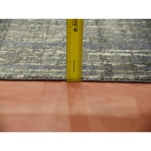 Load image into Gallery viewer, 8&#39;x8&#39;4&quot; Gray and Black Densely Woven Hand Knotted Modern Ombre Design Pure Wool Square Oriental Rug FWR450858