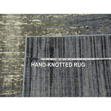 Load image into Gallery viewer, 8&#39;x8&#39;4&quot; Gray and Black Densely Woven Hand Knotted Modern Ombre Design Pure Wool Square Oriental Rug FWR450858