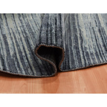 Load image into Gallery viewer, 7&#39;10&quot;X8&#39;1&quot; Gray and Black Pure Wool Densely Woven Hand Knotted Modern Ombre Design Round Oriental Rug FWR450870