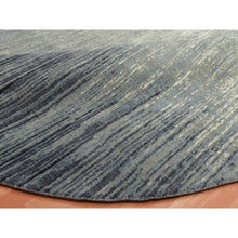 Load image into Gallery viewer, 7&#39;10&quot;X8&#39;1&quot; Gray and Black Pure Wool Densely Woven Hand Knotted Modern Ombre Design Round Oriental Rug FWR450870