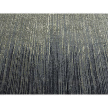 Load image into Gallery viewer, 7&#39;10&quot;X8&#39;1&quot; Gray and Black Pure Wool Densely Woven Hand Knotted Modern Ombre Design Round Oriental Rug FWR450870