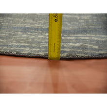 Load image into Gallery viewer, 7&#39;10&quot;X8&#39;1&quot; Gray and Black Pure Wool Densely Woven Hand Knotted Modern Ombre Design Round Oriental Rug FWR450870