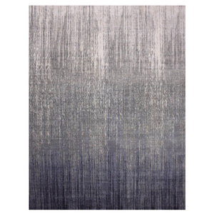 12'2"x15' Gray and Black, Modern Ombre Design Densely Woven, Pure Wool Hand Knotted, Oversized Oriental Rug FWR450912