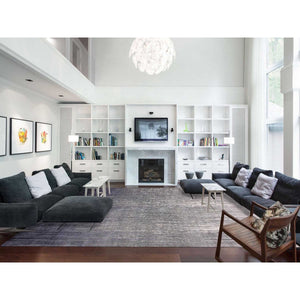 12'2"x15' Gray and Black, Modern Ombre Design Densely Woven, Pure Wool Hand Knotted, Oversized Oriental Rug FWR450912